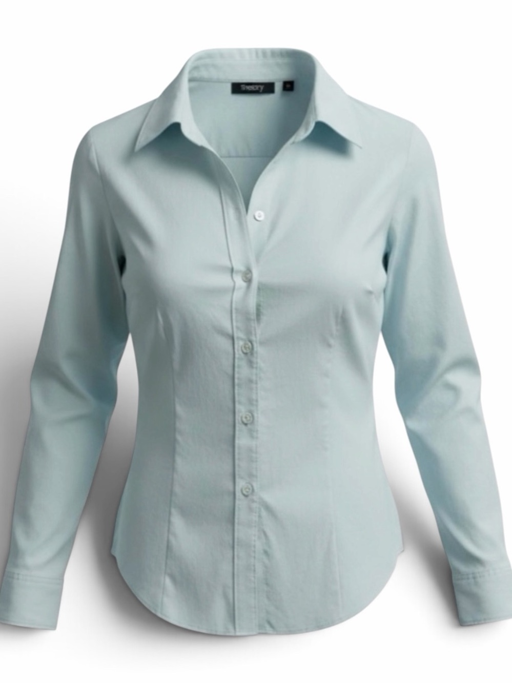 Theory Light Blue Button Down Long Sleeve Cotton Larissa Shirt Size Small